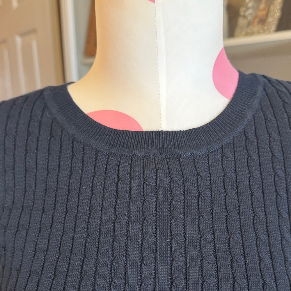 NET Navy Cable Knit Sweater - Picture 4 of 5